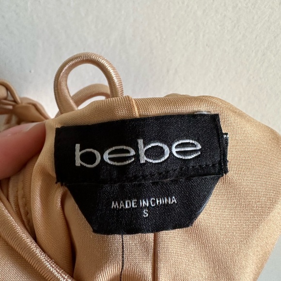 NWT BEBE Champagne Y2K Cinched Back Strappy Midi Dress Size Small - Picture 7 of 10